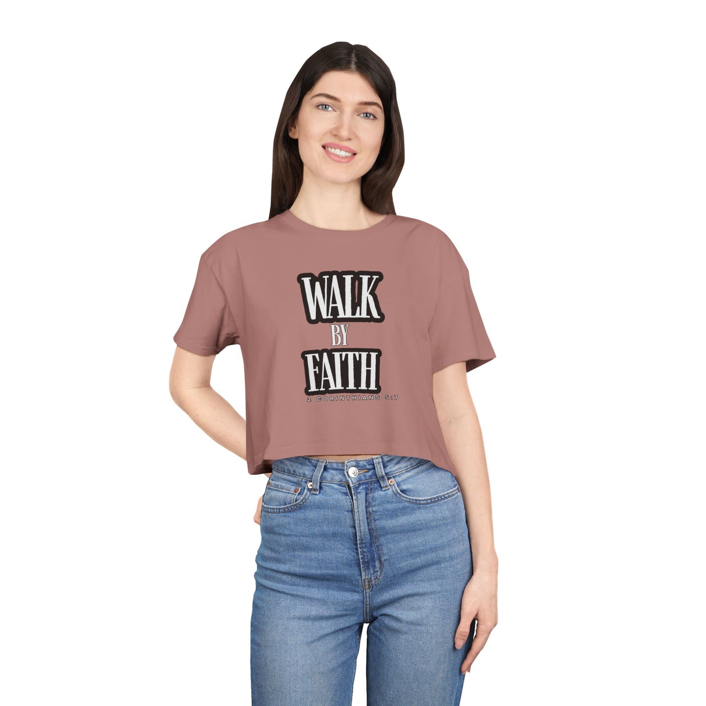Faith-Inspired Women's Crop Tee - Walk by Faith Design