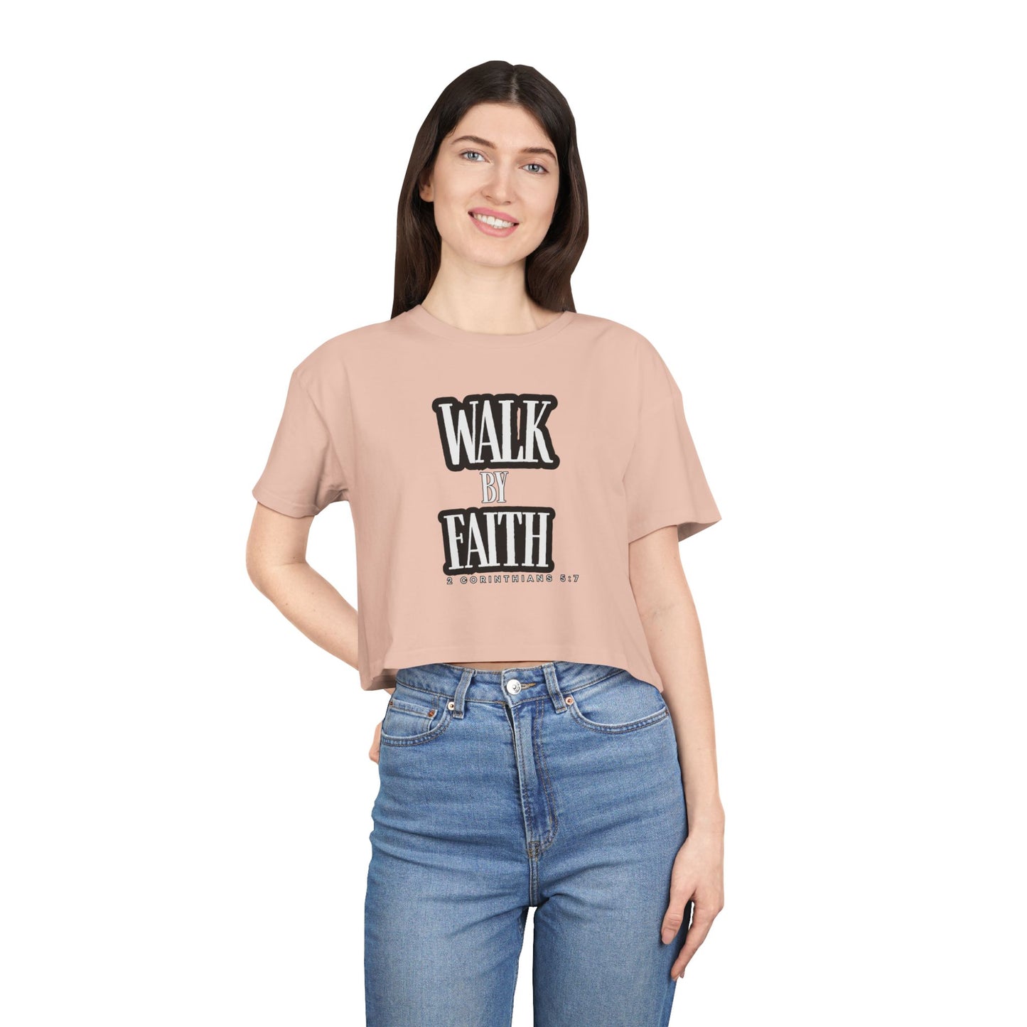 Faith-Inspired Women's Crop Tee - Walk by Faith Design