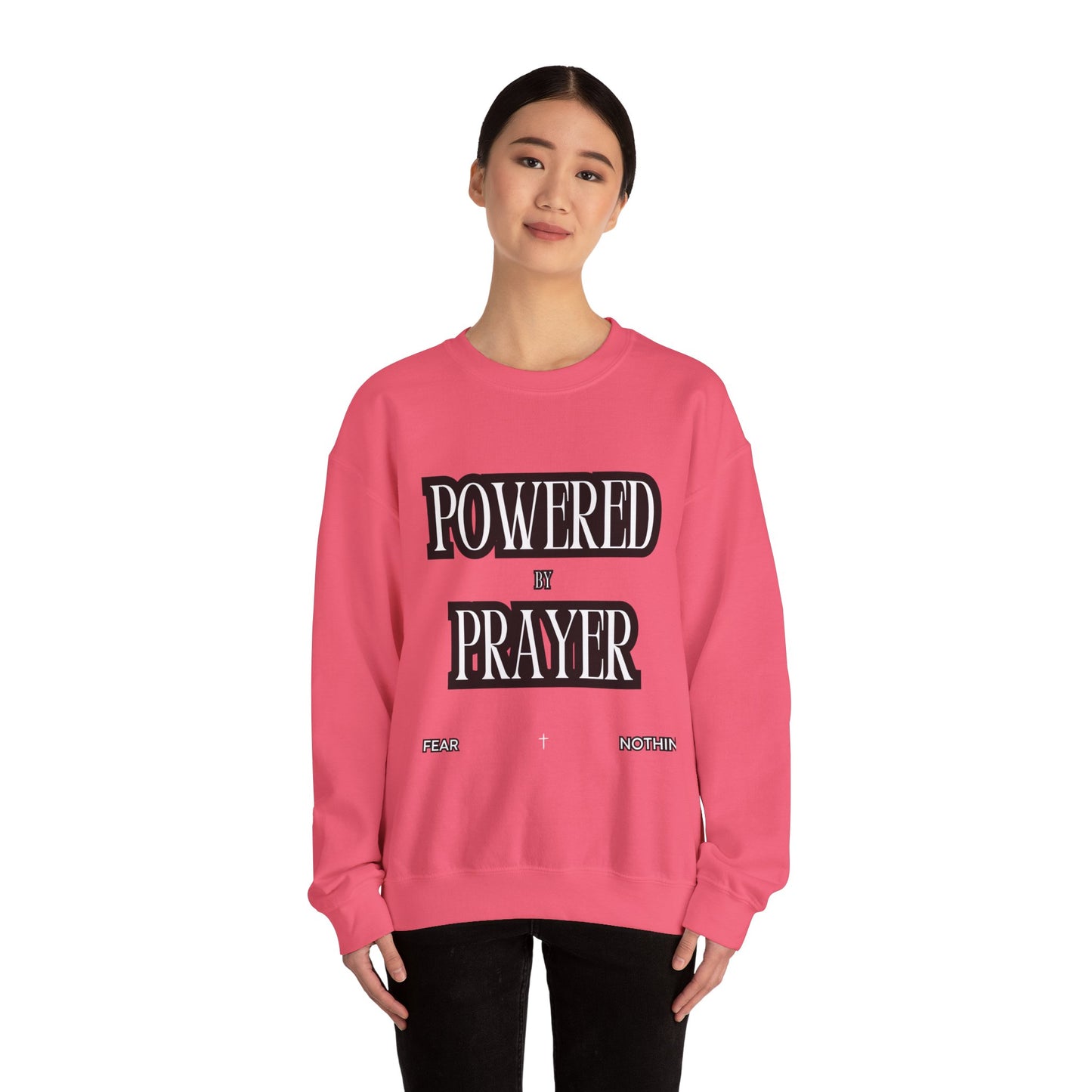 Powered by Prayer Unisex Crewneck Sweatshirt - Affirmation Design for Faith and Inspiration
