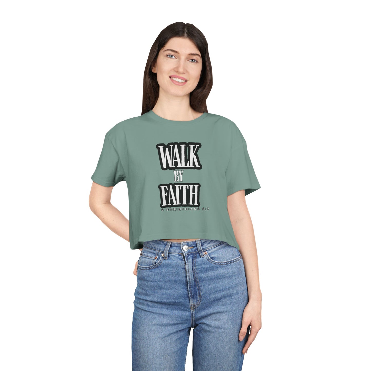 Faith-Inspired Women's Crop Tee - Walk by Faith Design