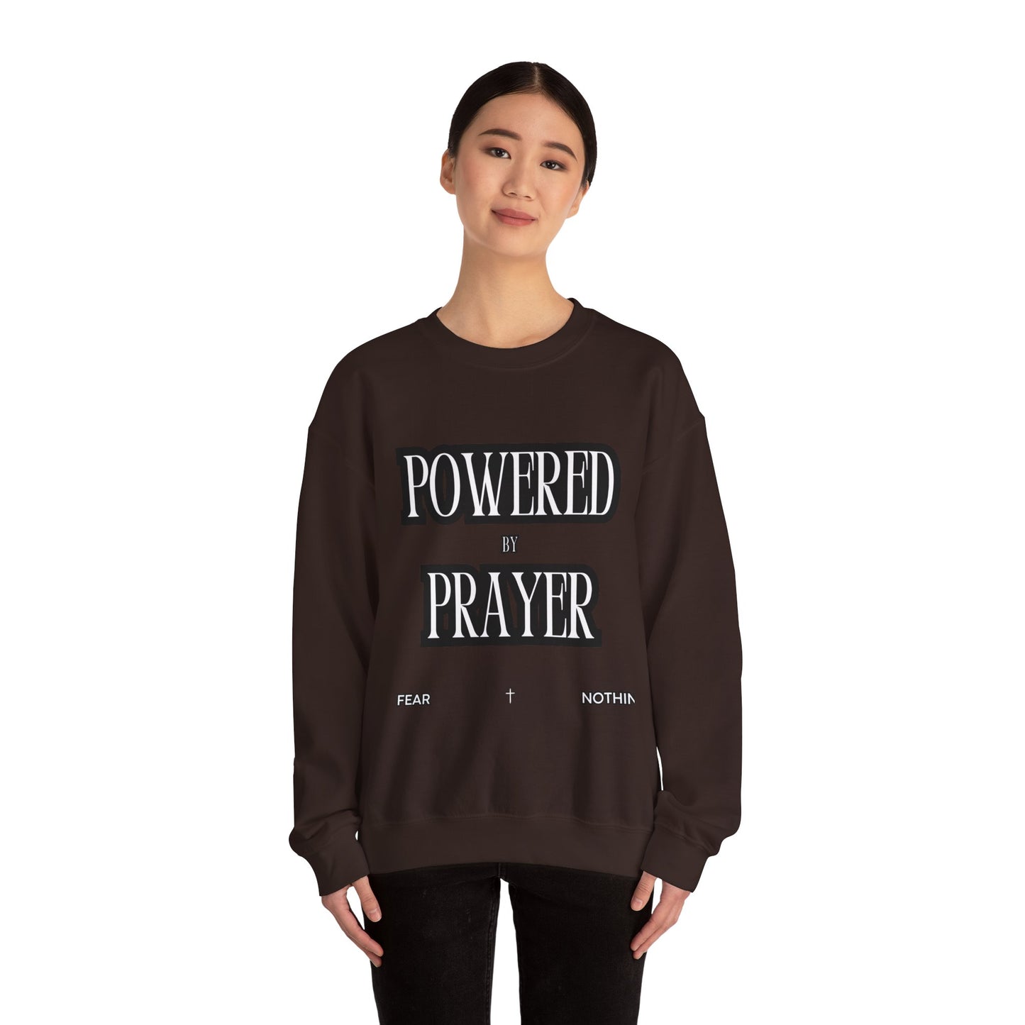 Powered by Prayer Unisex Crewneck Sweatshirt - Affirmation Design for Faith and Inspiration