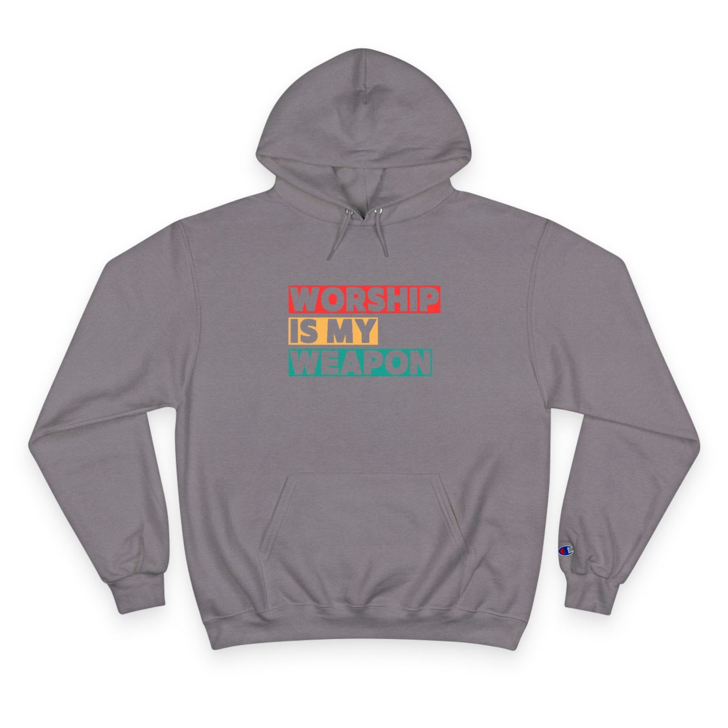 Worship is My Weapon Hoodie - Champion Blue Sweatshirt for Spiritual Empowerment