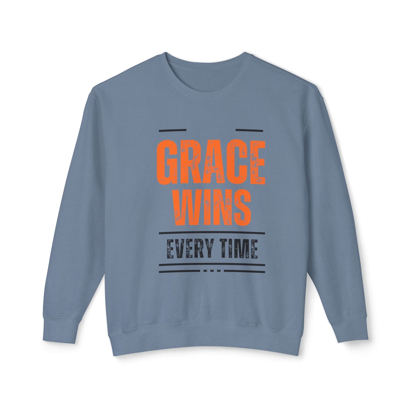 Grace Wins Crewneck Sweatshirt - Inspirational Unisex Lightweight Apparel