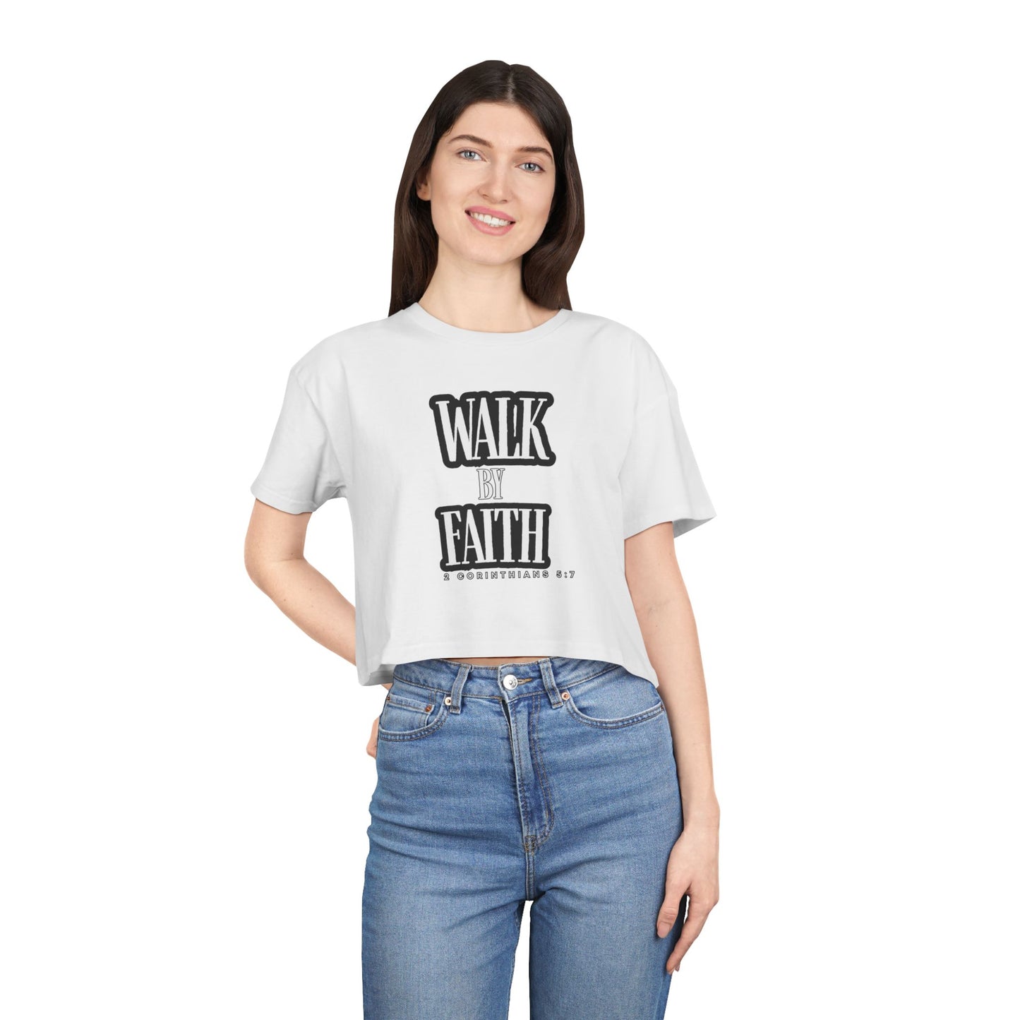 Faith-Inspired Women's Crop Tee - Walk by Faith Design