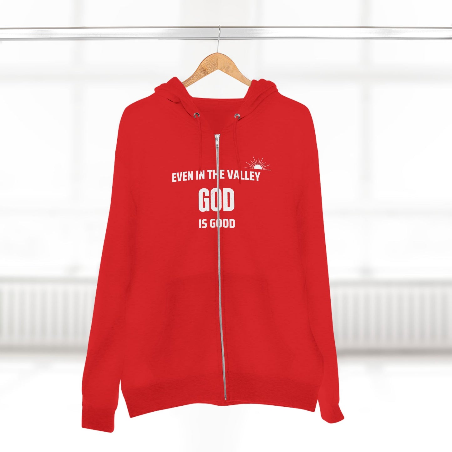 Inspirational Unisex Zip Hoodie - "Even in the Valley God is Good"
