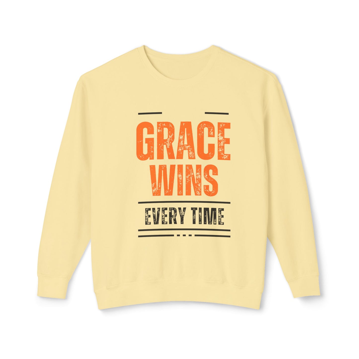 Grace Wins Crewneck Sweatshirt - Inspirational Unisex Lightweight Apparel