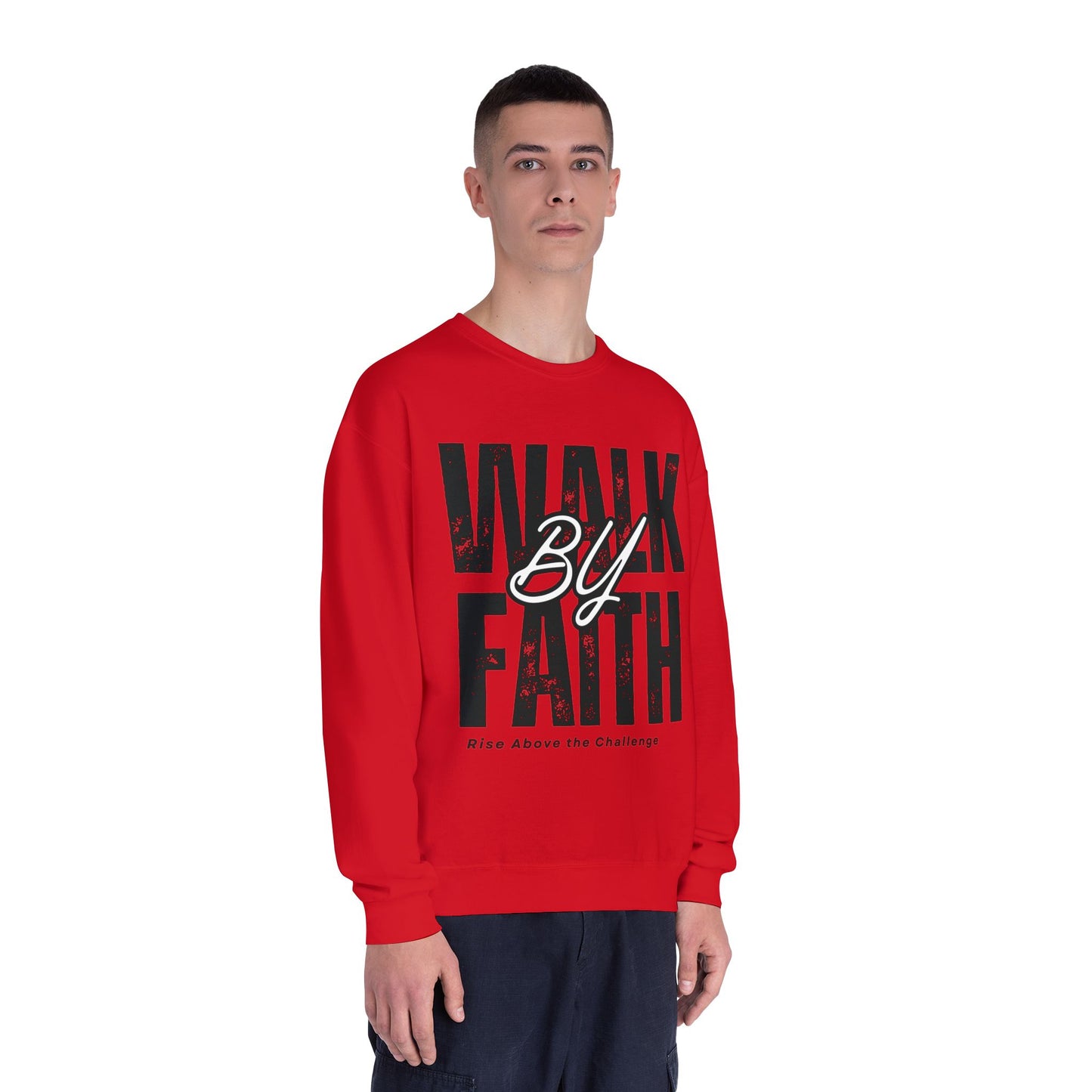 Inspirational Faith Crewneck Sweatshirt - Walk by Faith | Grace Wins Every Time