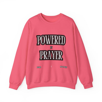 Powered by Prayer Unisex Crewneck Sweatshirt - Affirmation Design for Faith and Inspiration