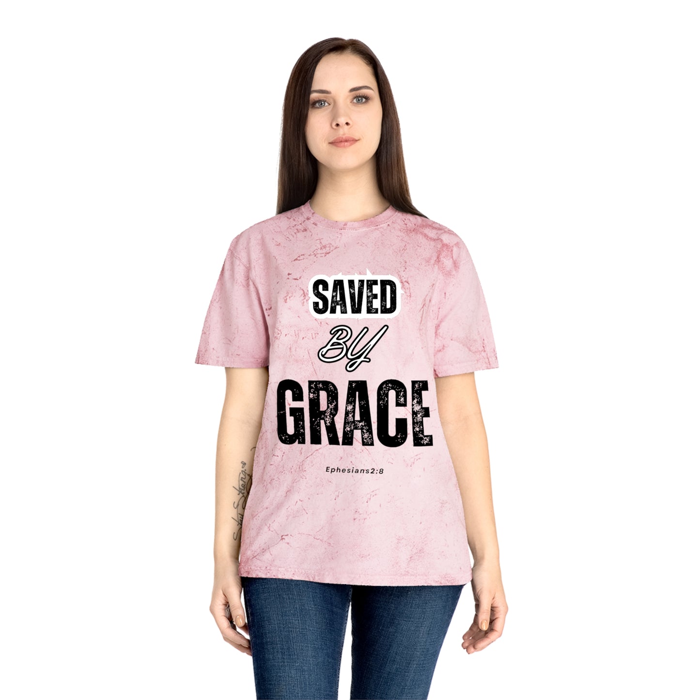 Unisex Color Blast T-Shirt - Saved by Grace Ephesians 2:8