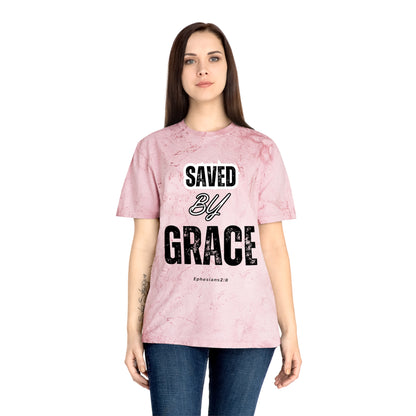 Unisex Color Blast T-Shirt - Saved by Grace Ephesians 2:8