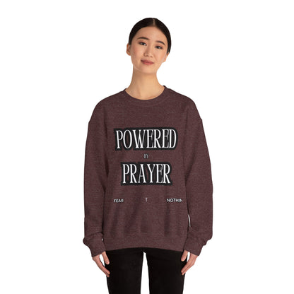 Powered by Prayer Unisex Crewneck Sweatshirt - Affirmation Design for Faith and Inspiration