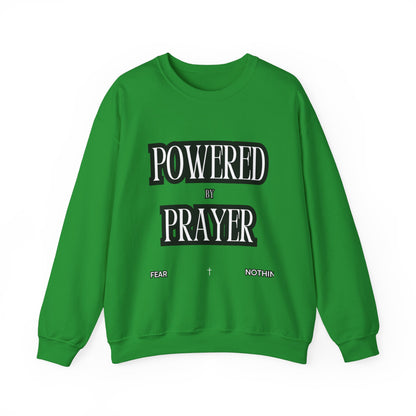 Powered by Prayer Unisex Crewneck Sweatshirt - Affirmation Design for Faith and Inspiration