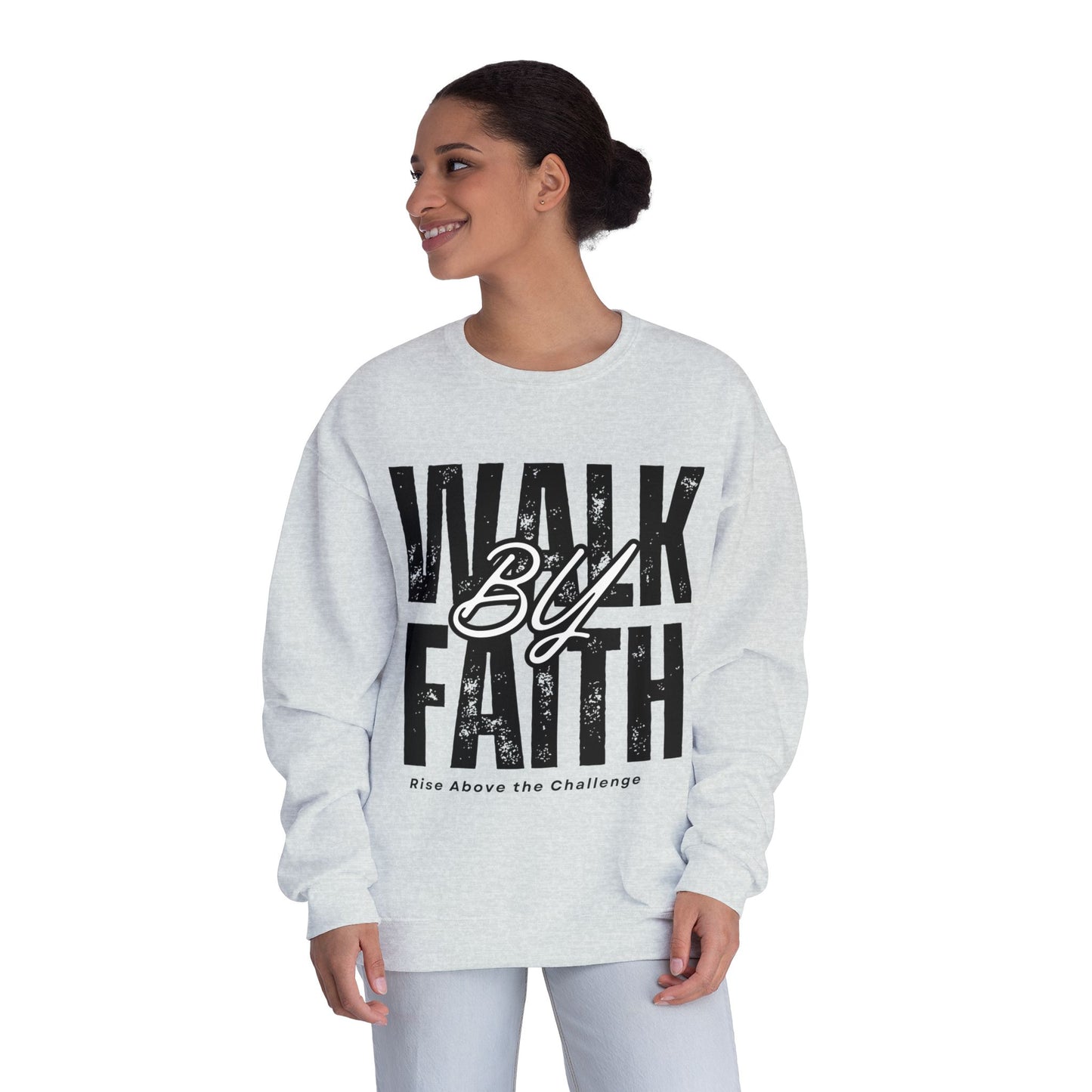 Inspirational Faith Crewneck Sweatshirt - Walk by Faith | Grace Wins Every Time