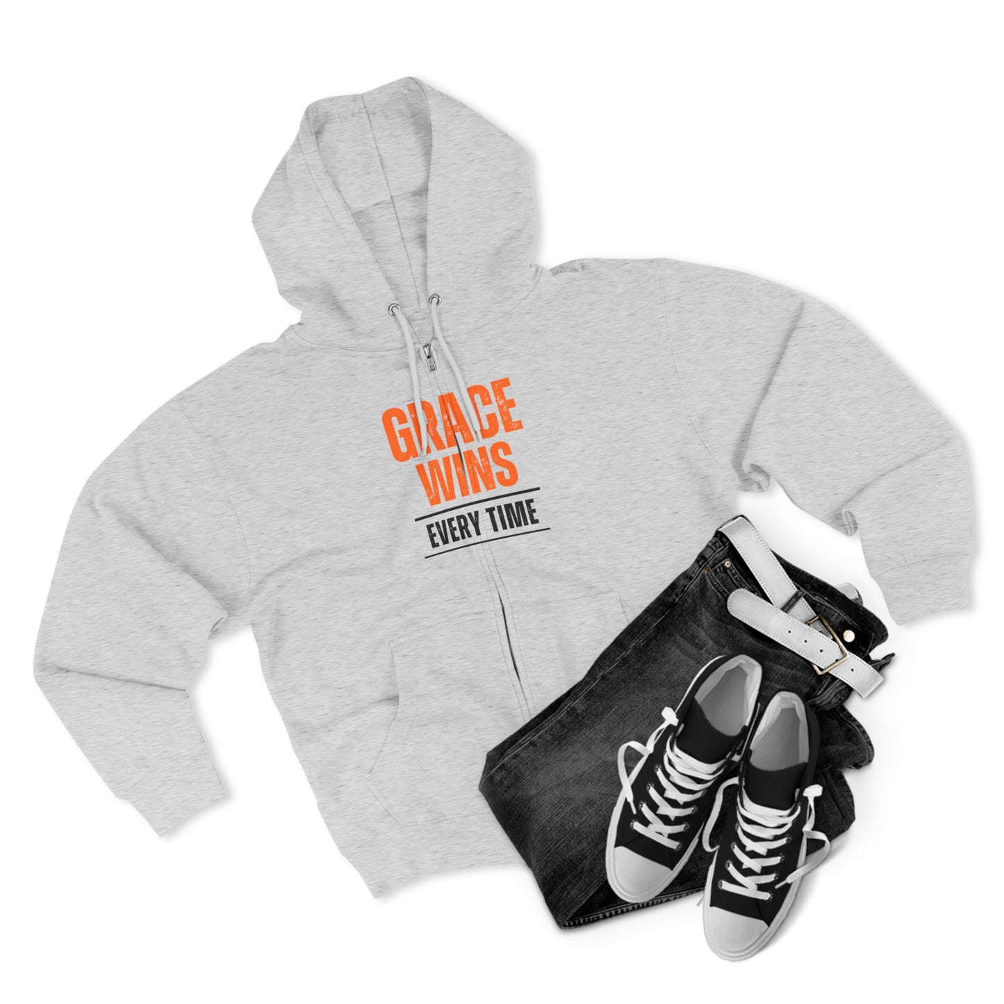 Grace Wins Unisex Zip Hoodie - Inspirational Zip-Up Sweatshirt