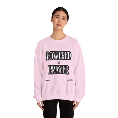 Powered by Prayer Unisex Crewneck Sweatshirt - Affirmation Design for Faith and Inspiration