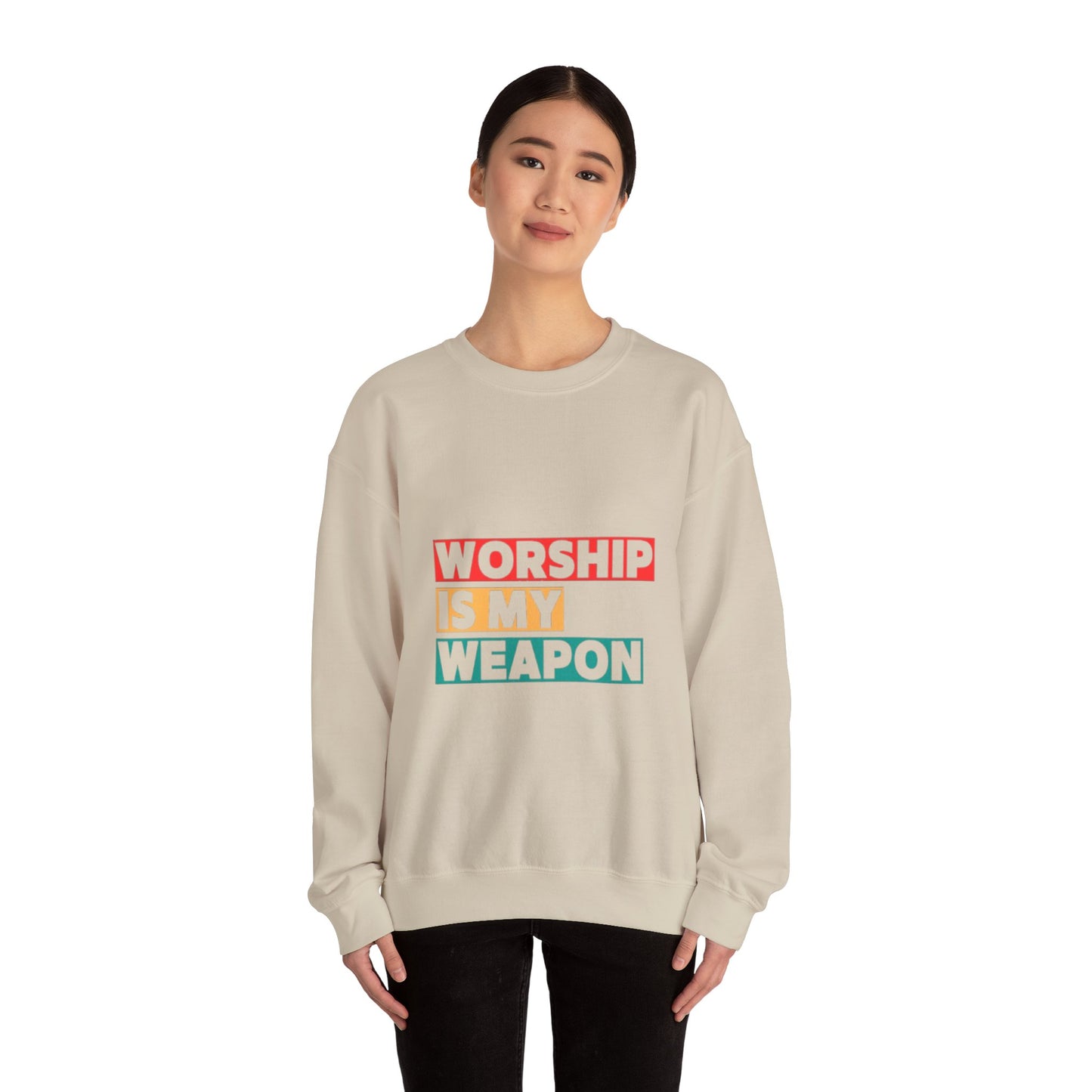Worship Is My Weapon Unisex Heavy Blend Crewneck Sweatshirt