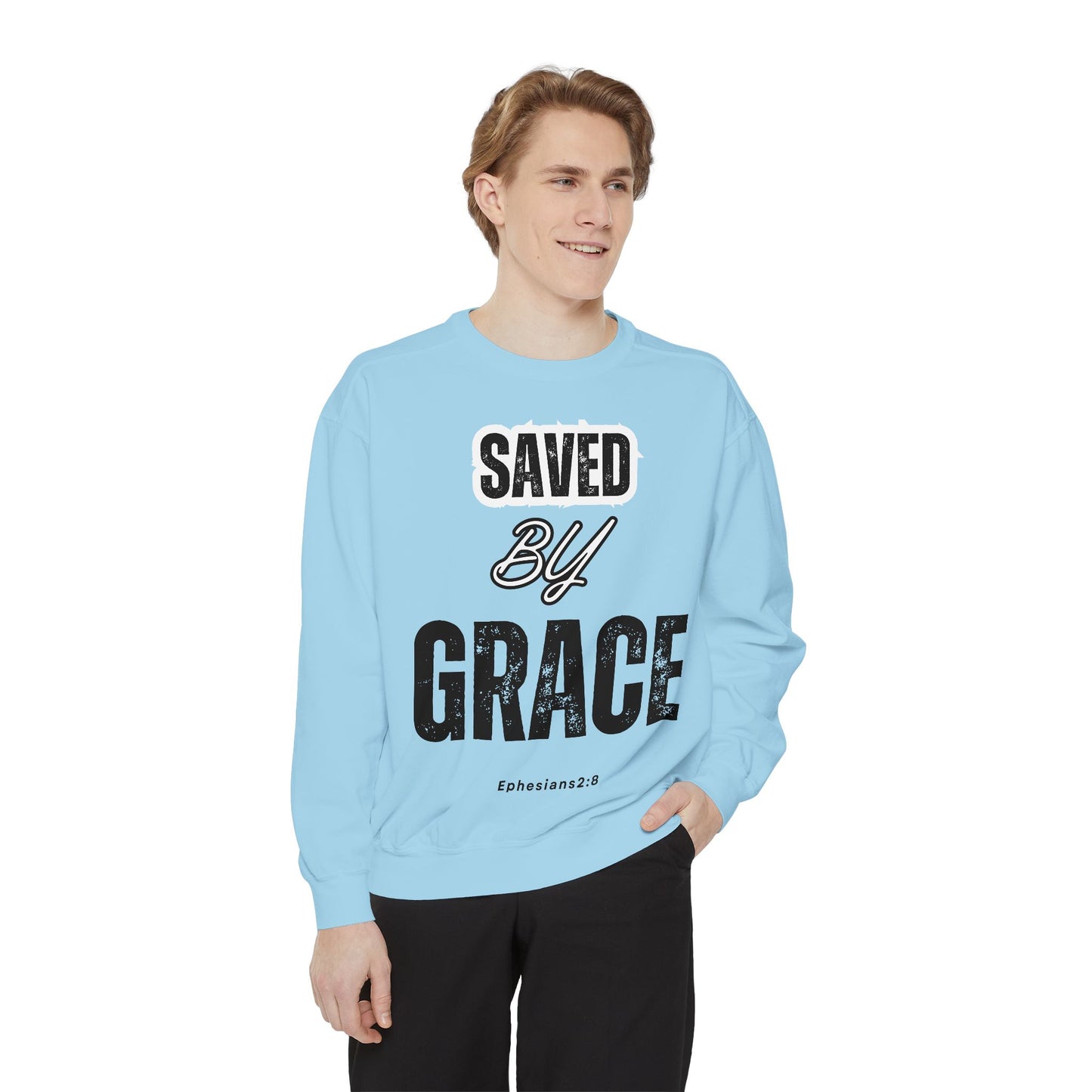 Inspirational Unisex Sweatshirt - "Saved By Grace" - Faith-Based Apparel