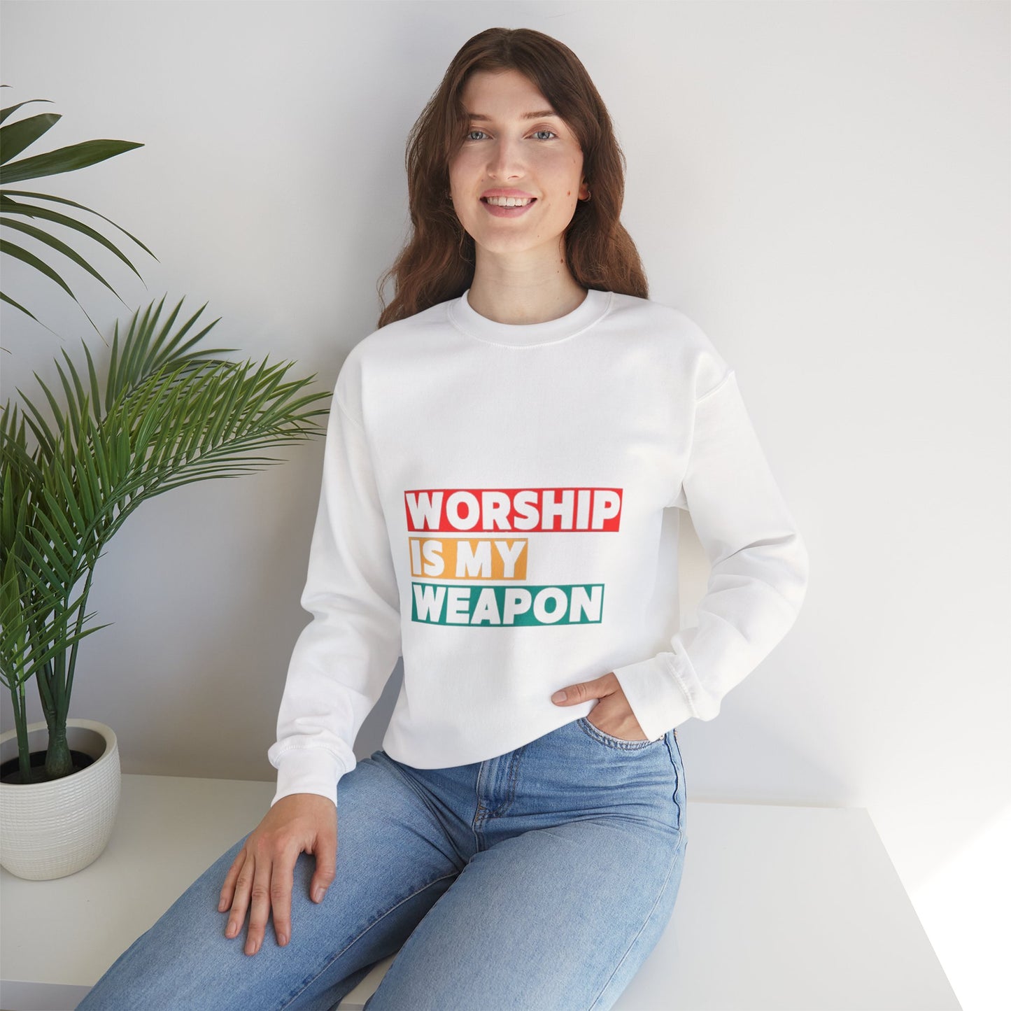 Worship Is My Weapon Unisex Heavy Blend Crewneck Sweatshirt