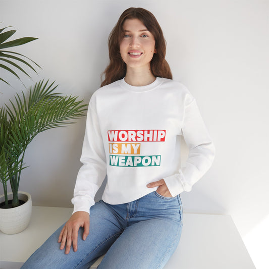 Worship Is My Weapon Unisex Heavy Blend Crewneck Sweatshirt