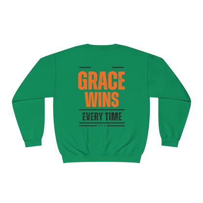 Inspirational Faith Crewneck Sweatshirt - Walk by Faith | Grace Wins Every Time