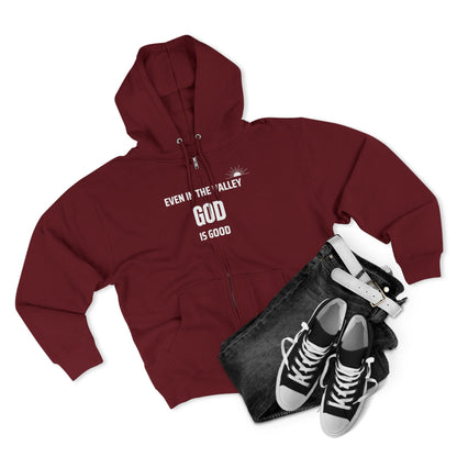 Inspirational Unisex Zip Hoodie - "Even in the Valley God is Good"