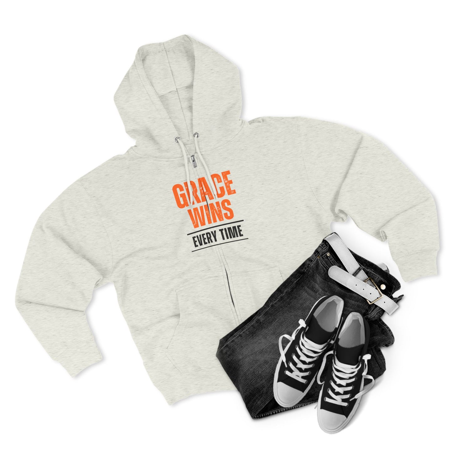 Grace Wins Unisex Zip Hoodie - Inspirational Zip-Up Sweatshirt