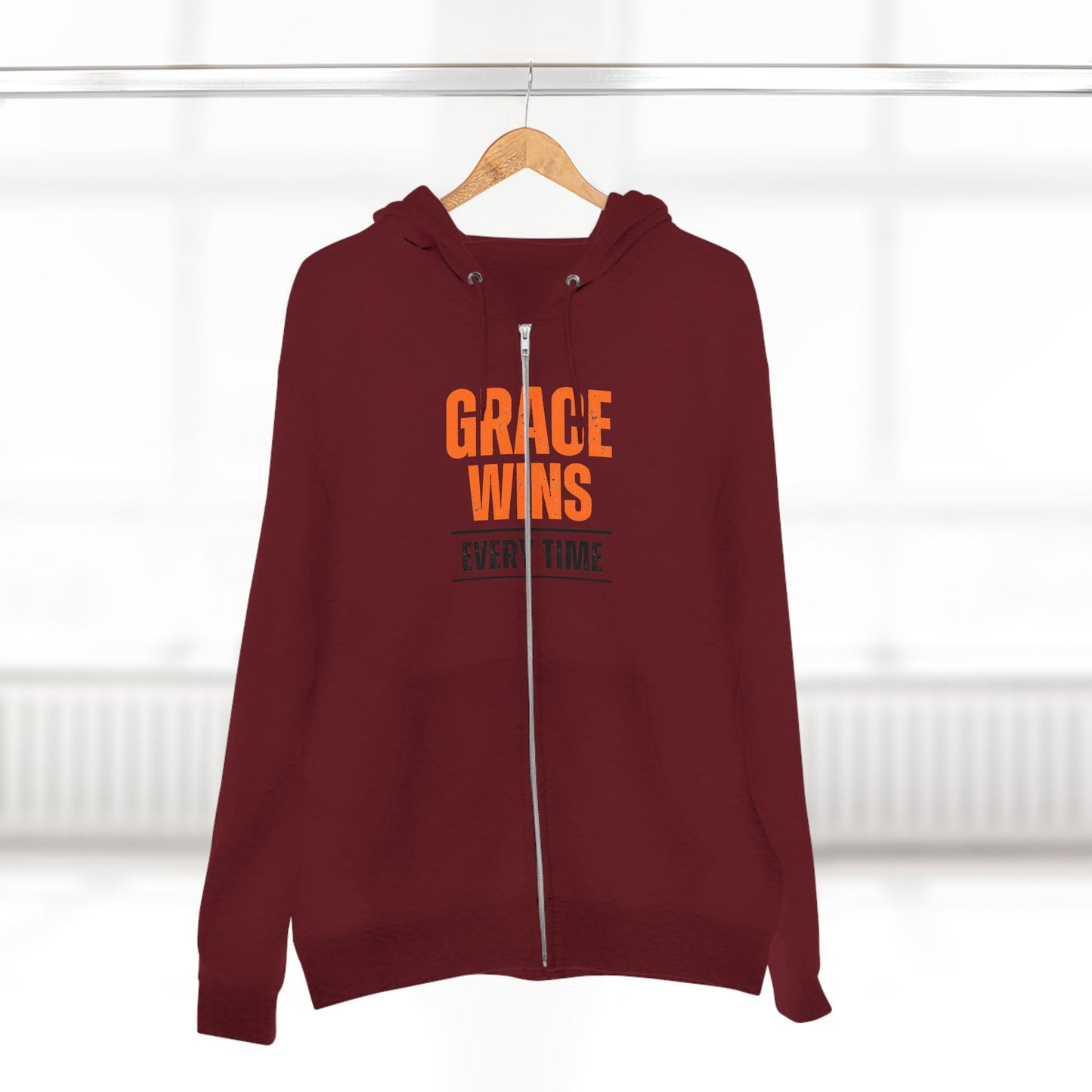 Grace Wins Unisex Zip Hoodie - Inspirational Zip-Up Sweatshirt