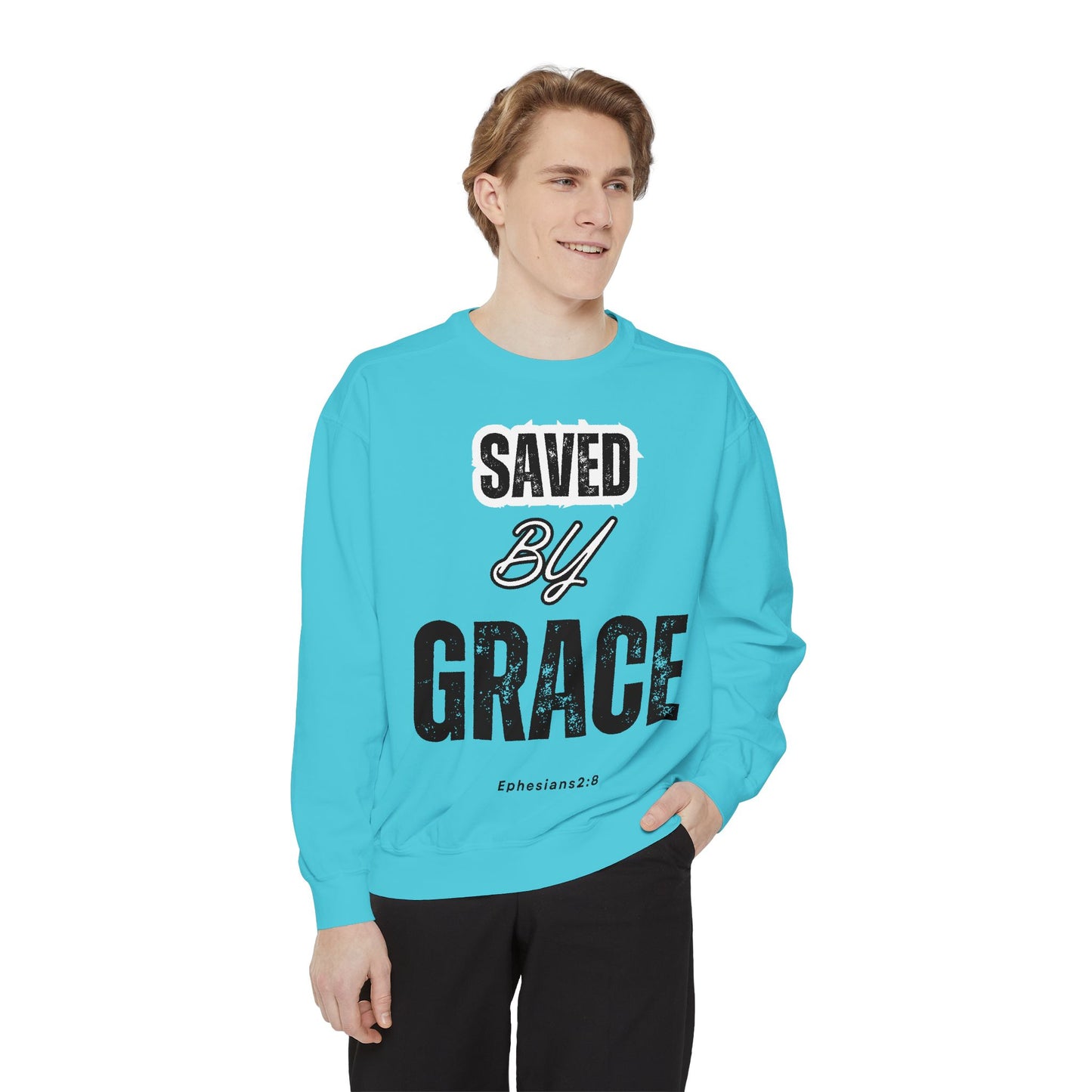 Inspirational Unisex Sweatshirt - "Saved By Grace" - Faith-Based Apparel