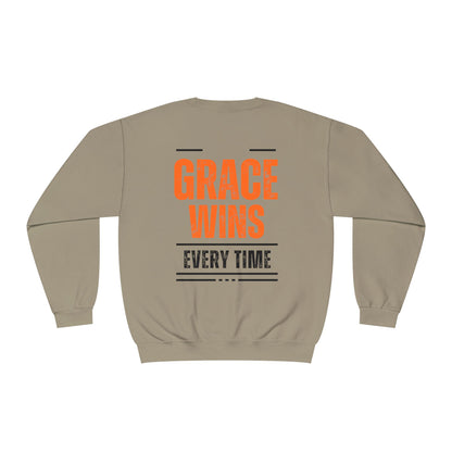 Inspirational Faith Crewneck Sweatshirt - Walk by Faith | Grace Wins Every Time