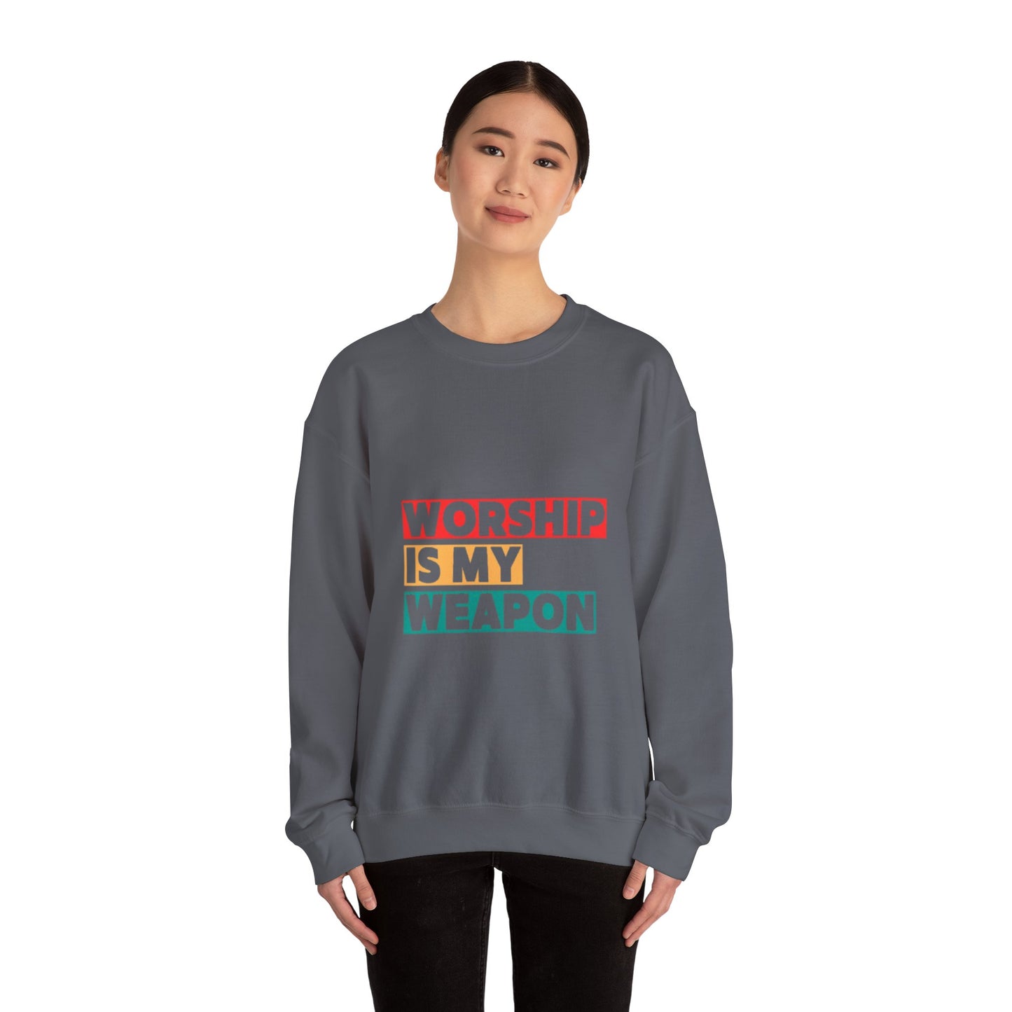 Worship Is My Weapon Unisex Heavy Blend Crewneck Sweatshirt