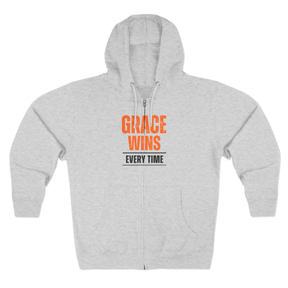 Grace Wins Unisex Zip Hoodie - Inspirational Zip-Up Sweatshirt