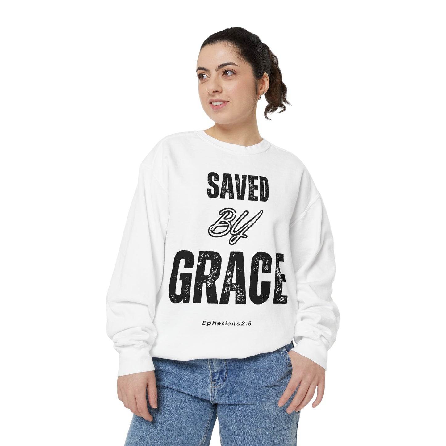 Inspirational Unisex Sweatshirt - "Saved By Grace" - Faith-Based Apparel
