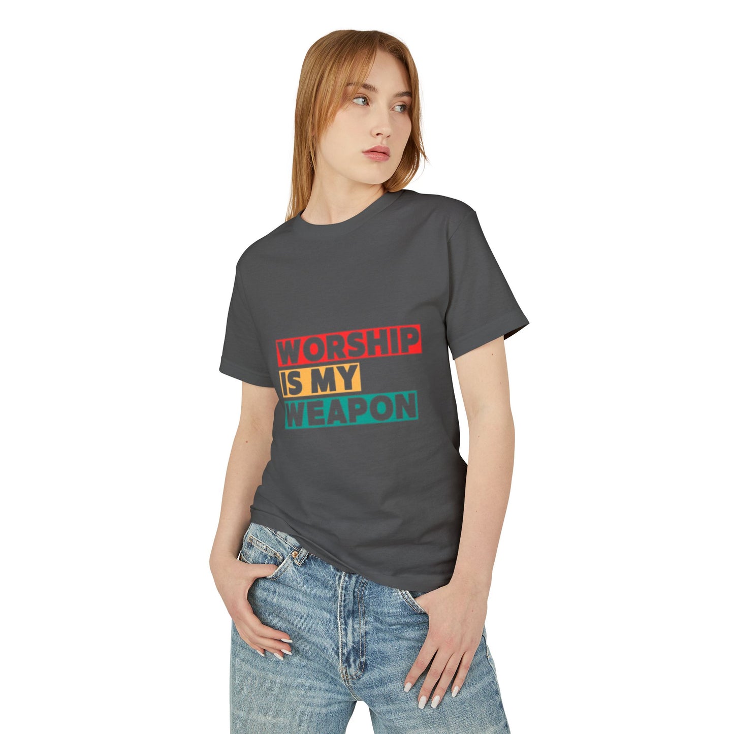 Unisex Fashion Tee - "Worship Is My Weapon" Inspirational Shirt