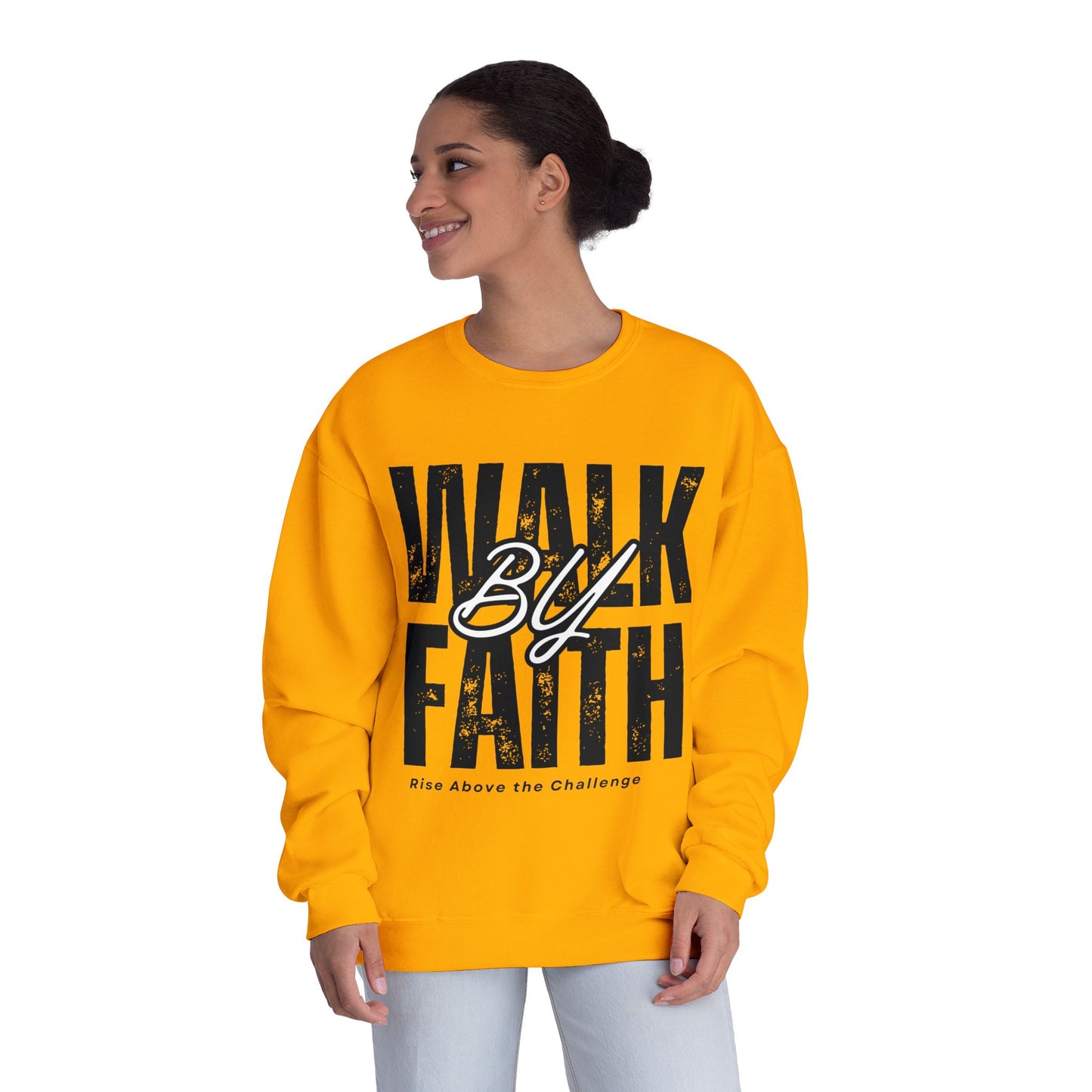 Inspirational Faith Crewneck Sweatshirt - Walk by Faith | Grace Wins Every Time