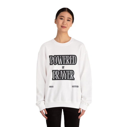 Powered by Prayer Unisex Crewneck Sweatshirt - Affirmation Design for Faith and Inspiration