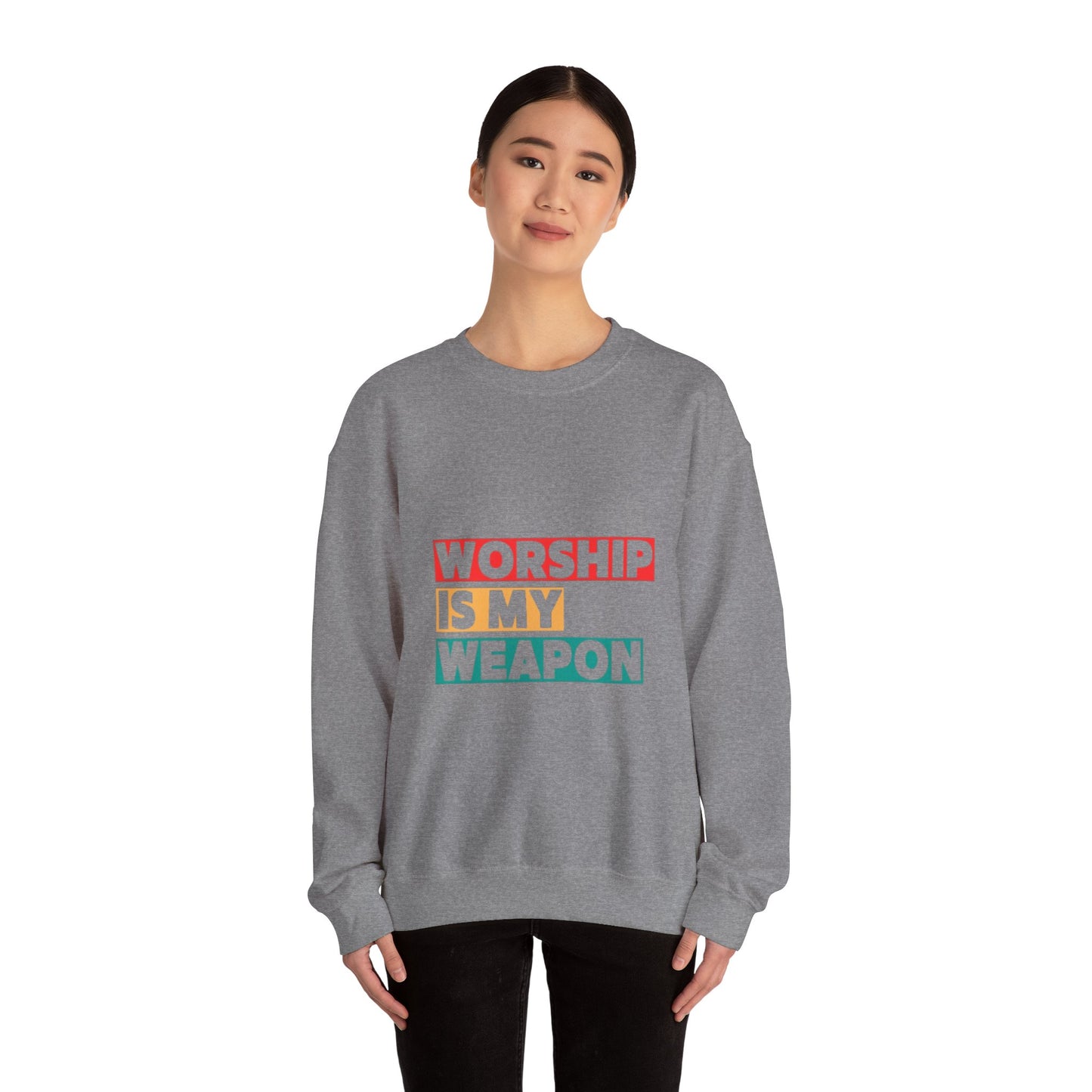 Worship Is My Weapon Unisex Heavy Blend Crewneck Sweatshirt