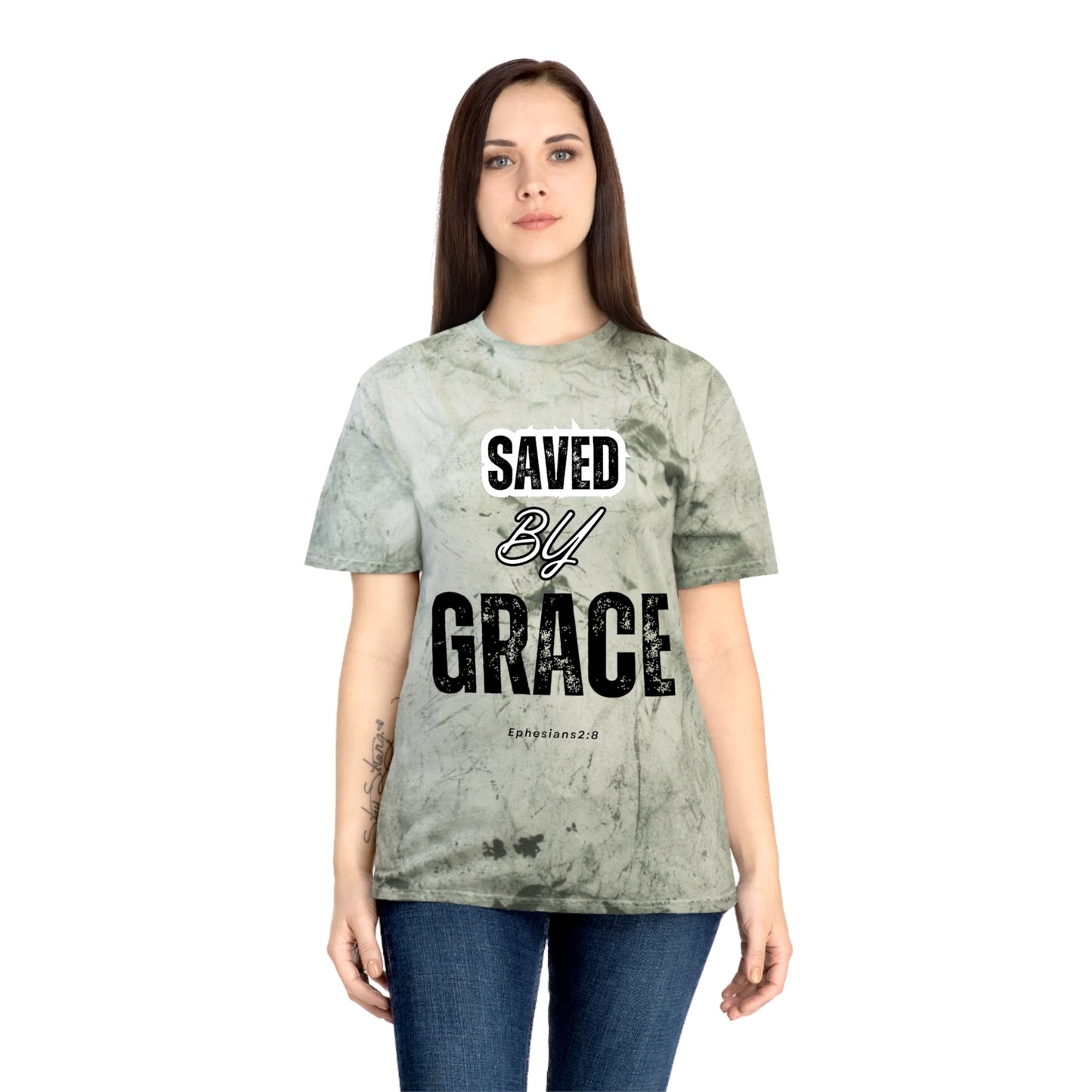 Unisex Color Blast T-Shirt - Saved by Grace Ephesians 2:8