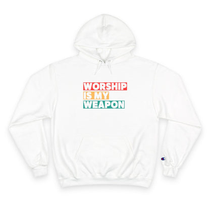 Worship is My Weapon Hoodie - Champion Blue Sweatshirt for Spiritual Empowerment