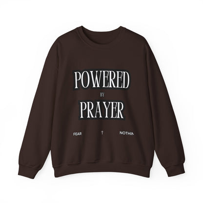 Powered by Prayer Unisex Crewneck Sweatshirt - Affirmation Design for Faith and Inspiration