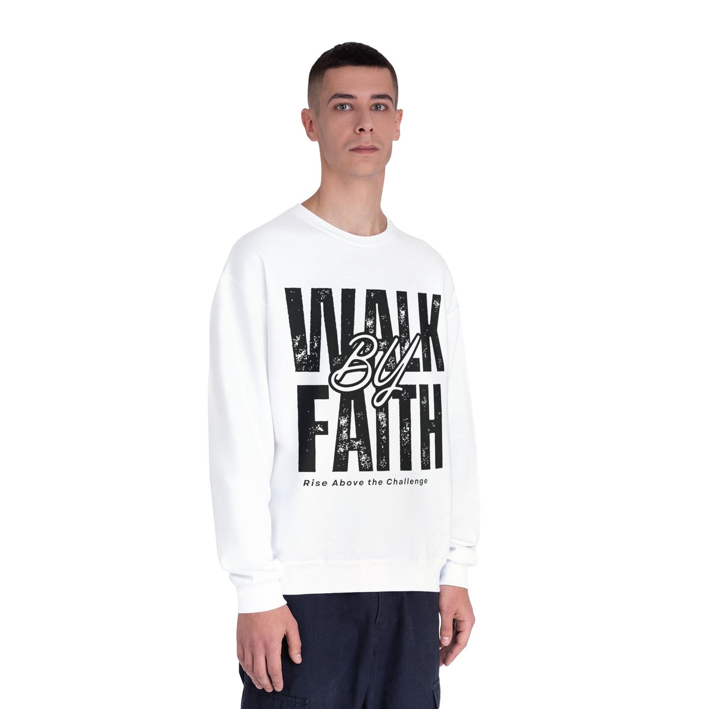 Inspirational Faith Crewneck Sweatshirt - Walk by Faith | Grace Wins Every Time