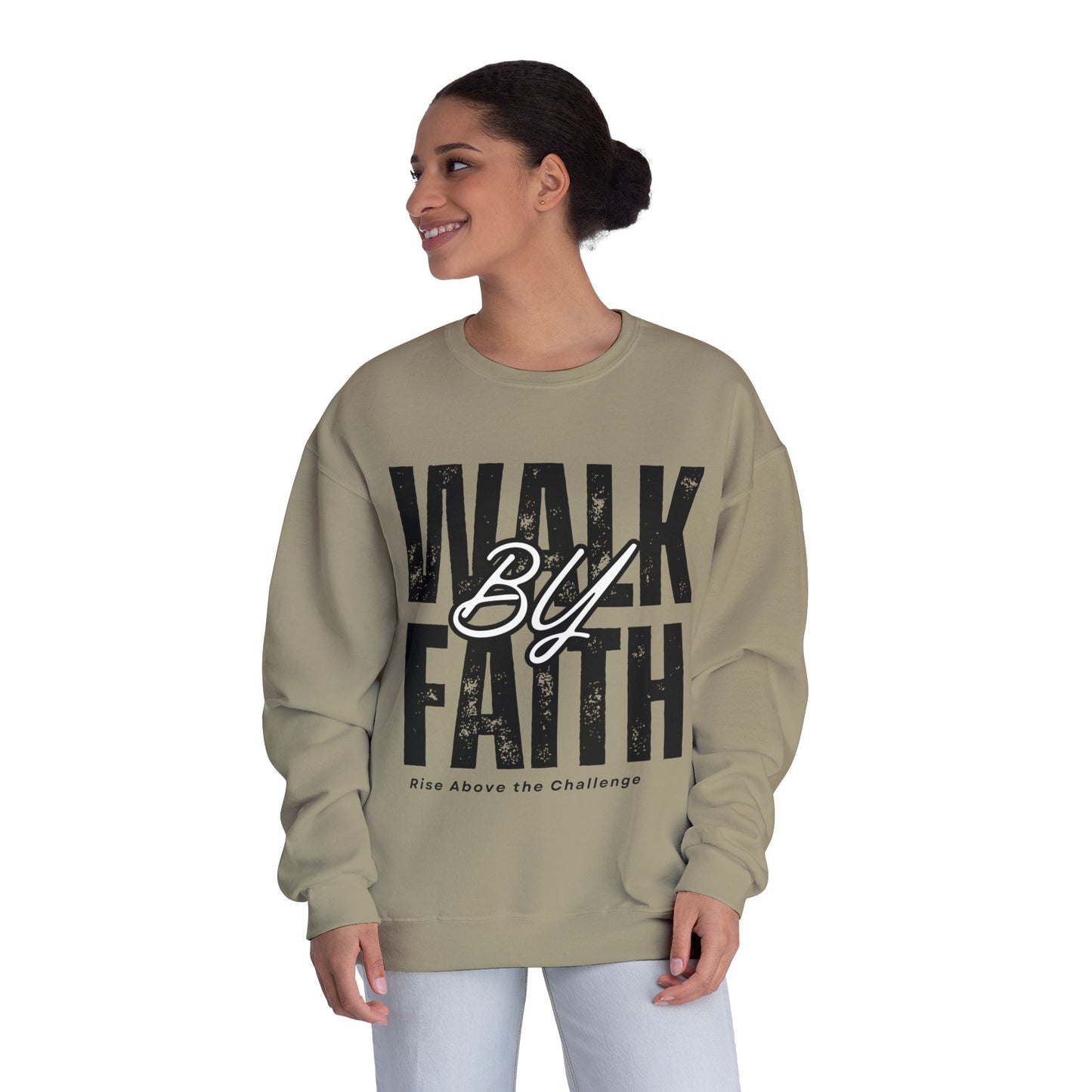 Inspirational Faith Crewneck Sweatshirt - Walk by Faith | Grace Wins Every Time