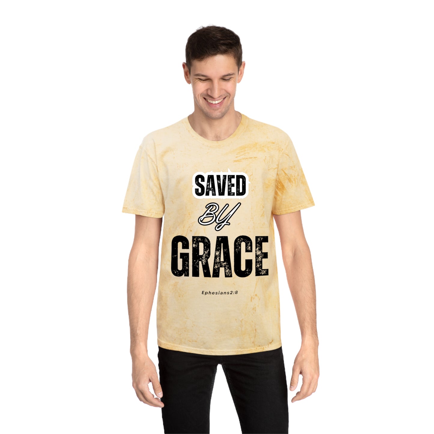 Unisex Color Blast T-Shirt - Saved by Grace Ephesians 2:8