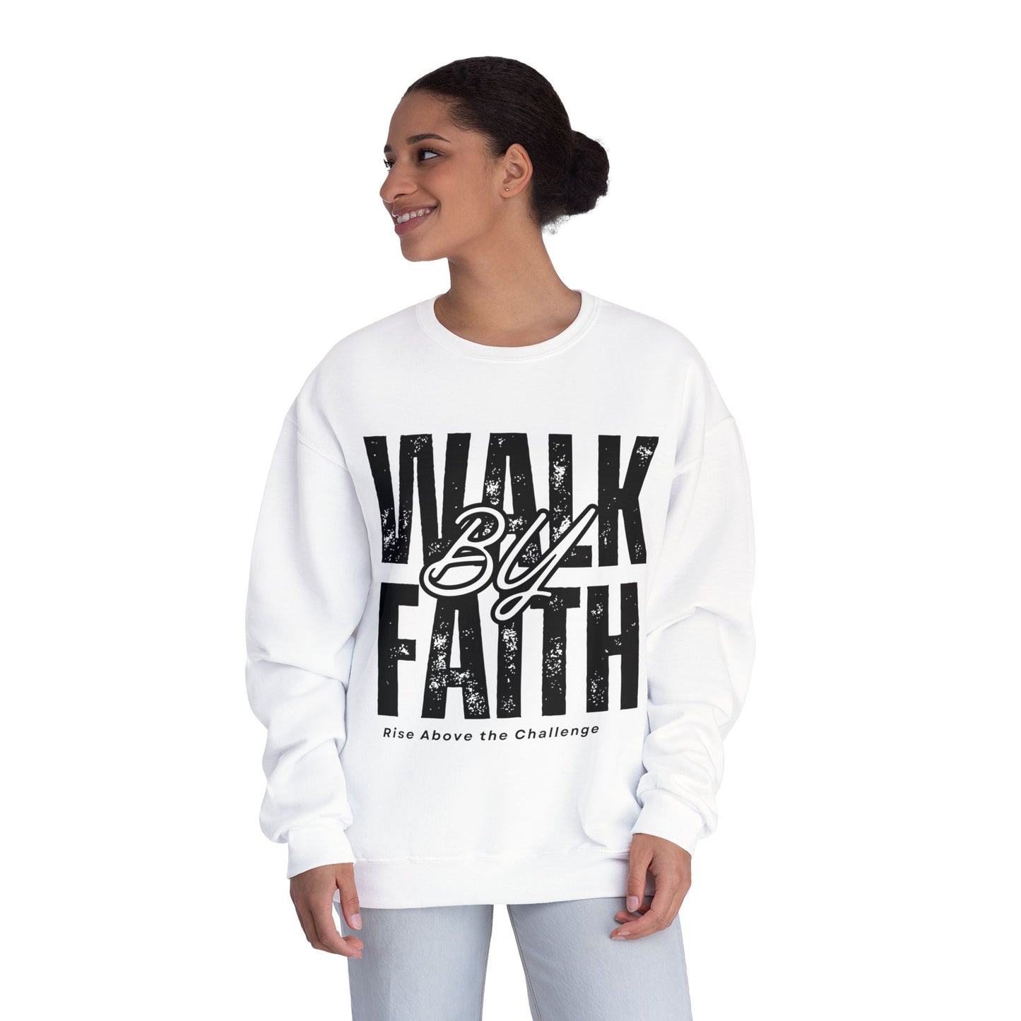 Inspirational Faith Crewneck Sweatshirt - Walk by Faith | Grace Wins Every Time