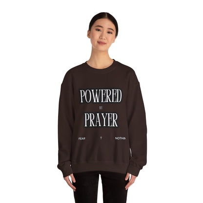 Powered by Prayer Unisex Crewneck Sweatshirt - Affirmation Design for Faith and Inspiration