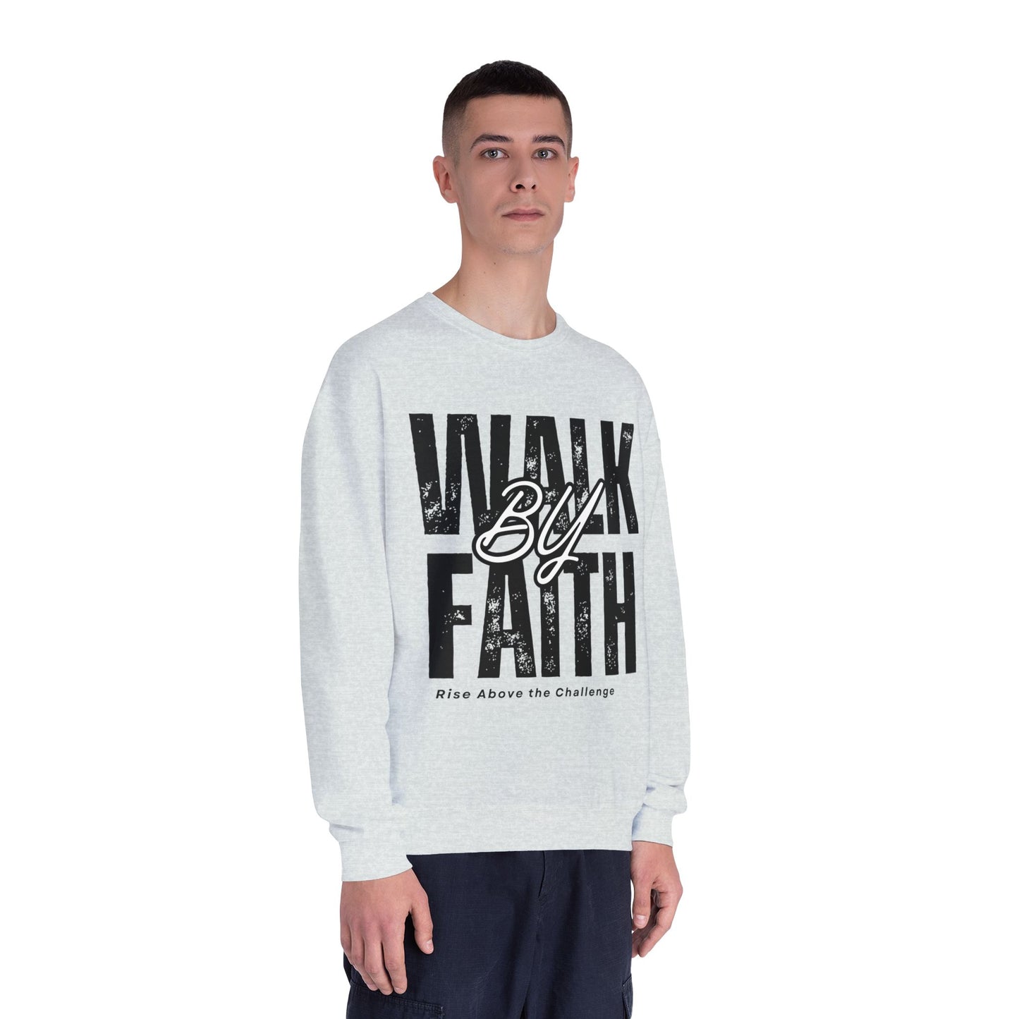 Inspirational Faith Crewneck Sweatshirt - Walk by Faith | Grace Wins Every Time