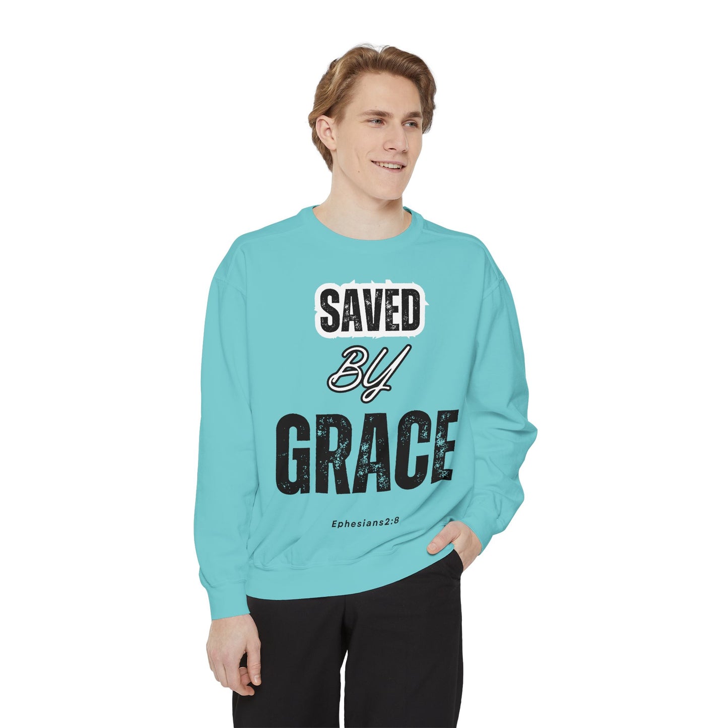 Inspirational Unisex Sweatshirt - "Saved By Grace" - Faith-Based Apparel