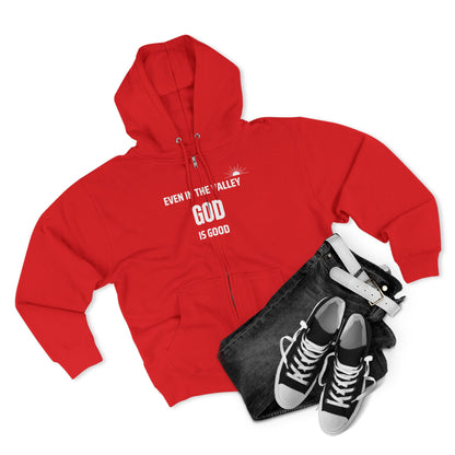 Inspirational Unisex Zip Hoodie - "Even in the Valley God is Good"