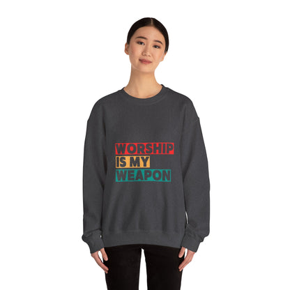 Worship Is My Weapon Unisex Heavy Blend Crewneck Sweatshirt