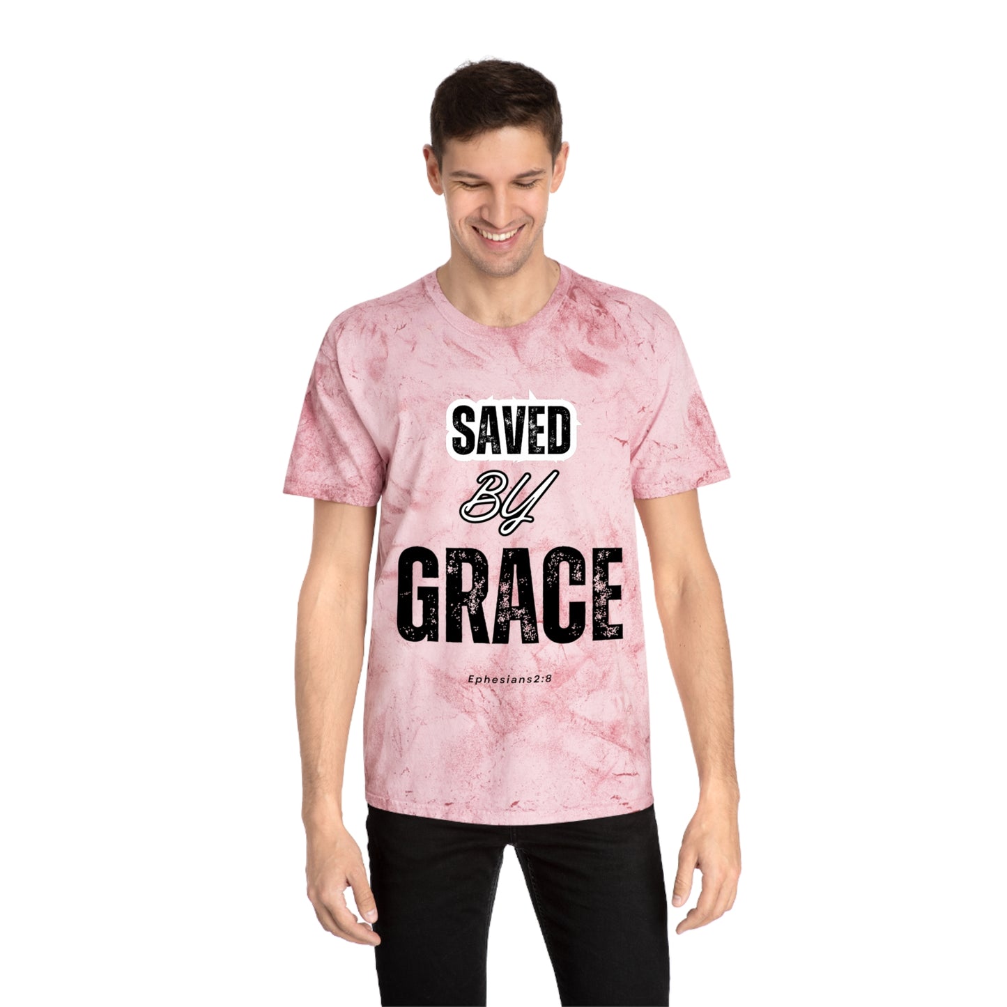 Unisex Color Blast T-Shirt - Saved by Grace Ephesians 2:8