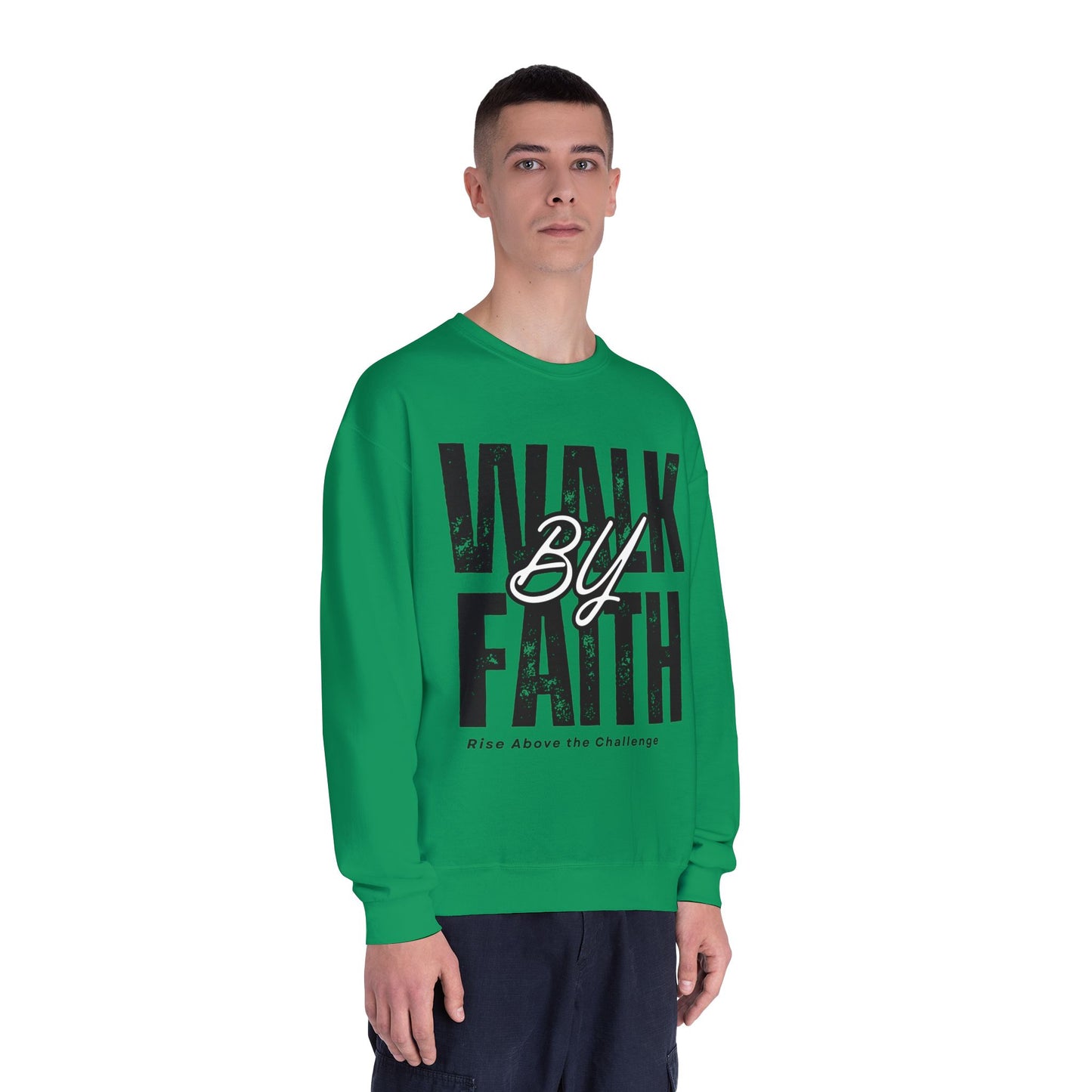 Inspirational Faith Crewneck Sweatshirt - Walk by Faith | Grace Wins Every Time